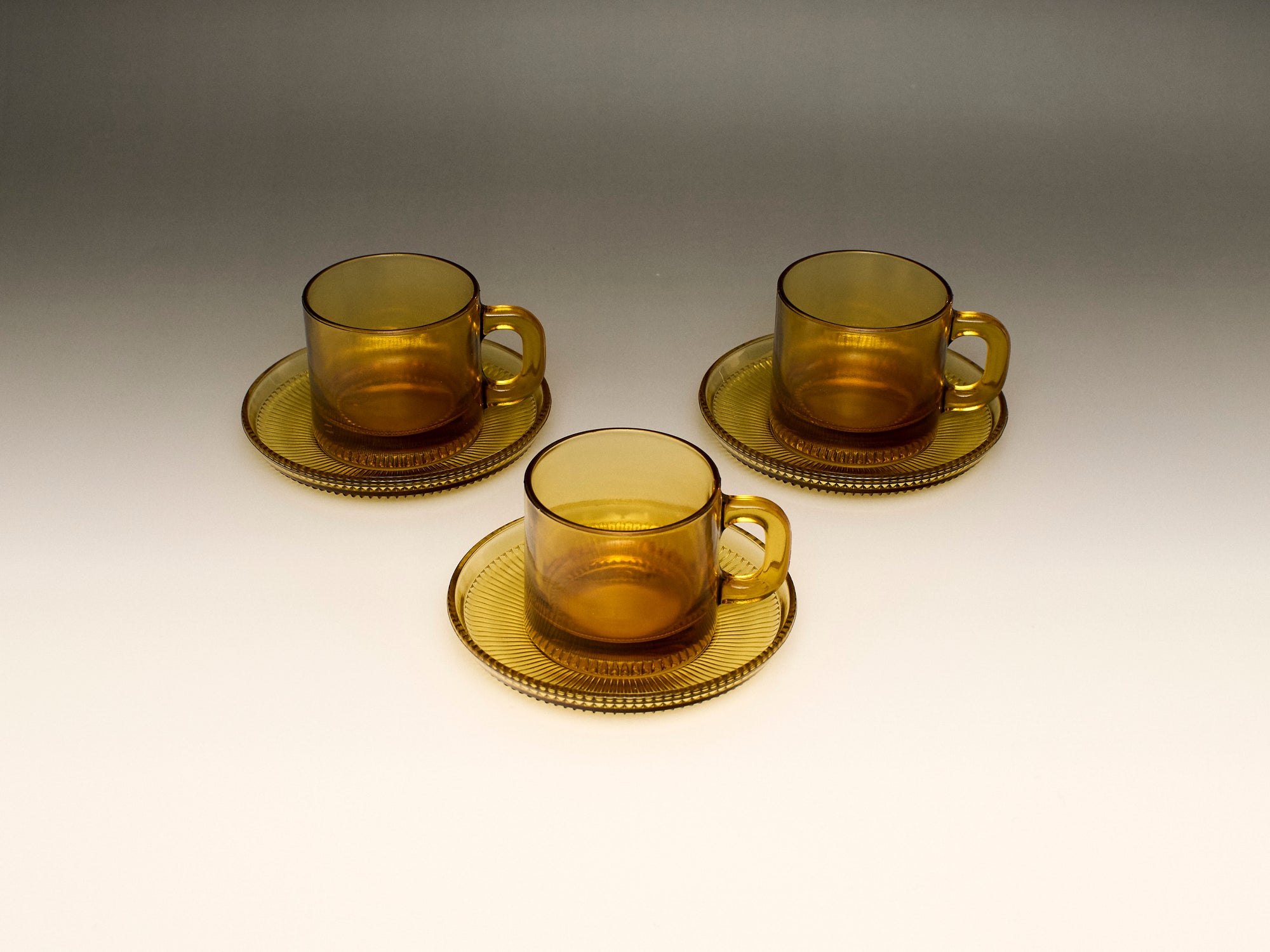 Mid-Century Amber Glass Set