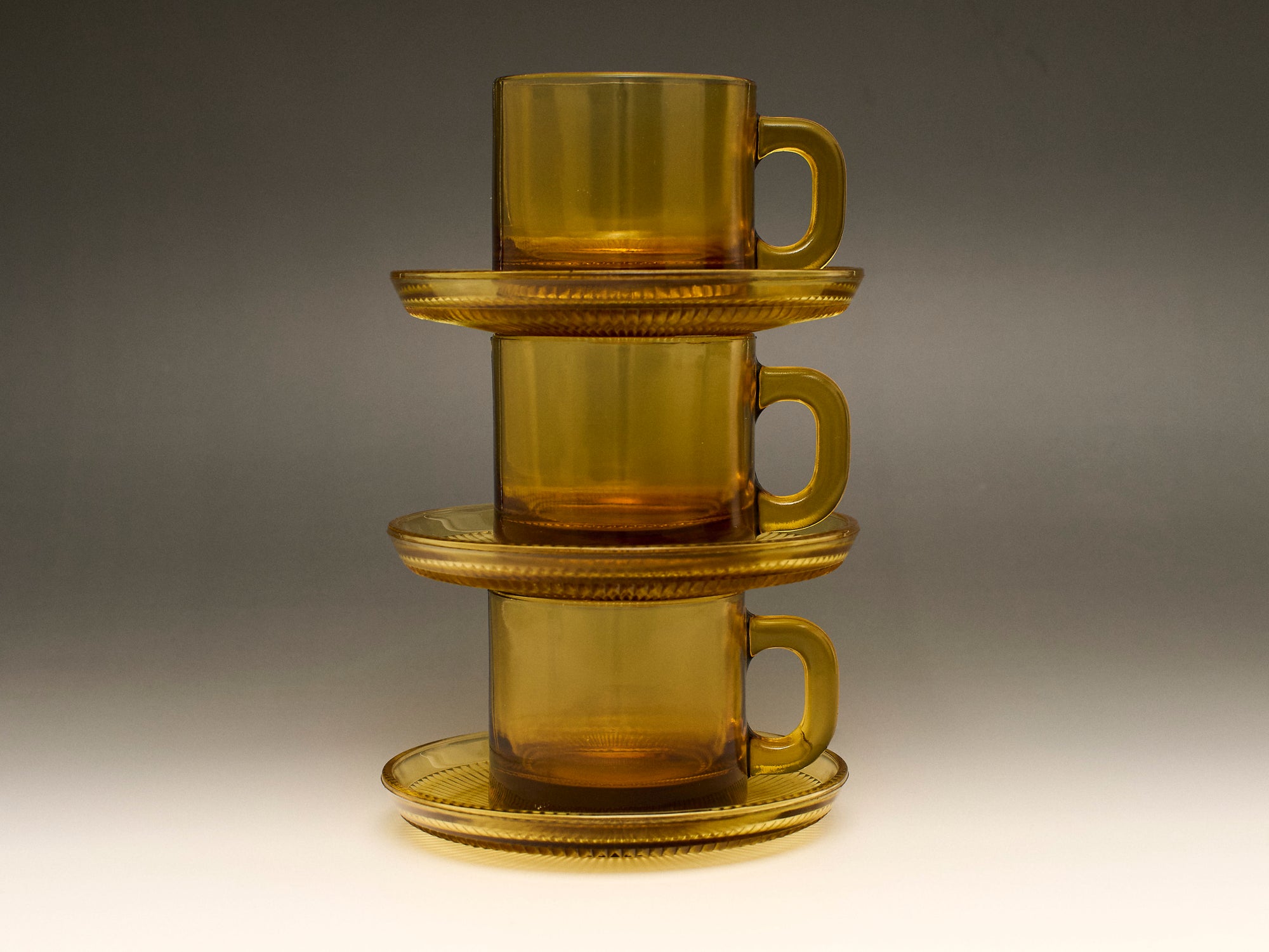 Mid-Century Amber Glass Set