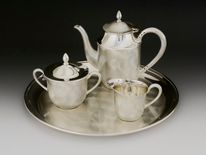 Mid-Showa Brushed Silver Tea & Serveware Set